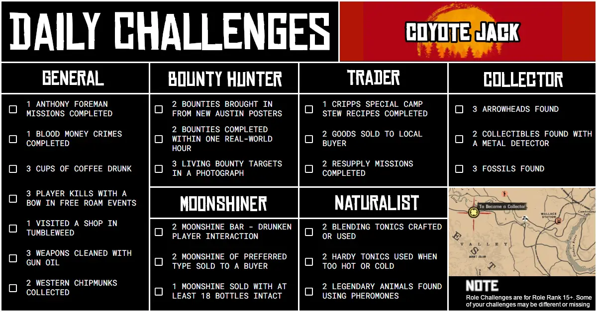 Red Dead Online Daily Challenges for Sunday 17 August