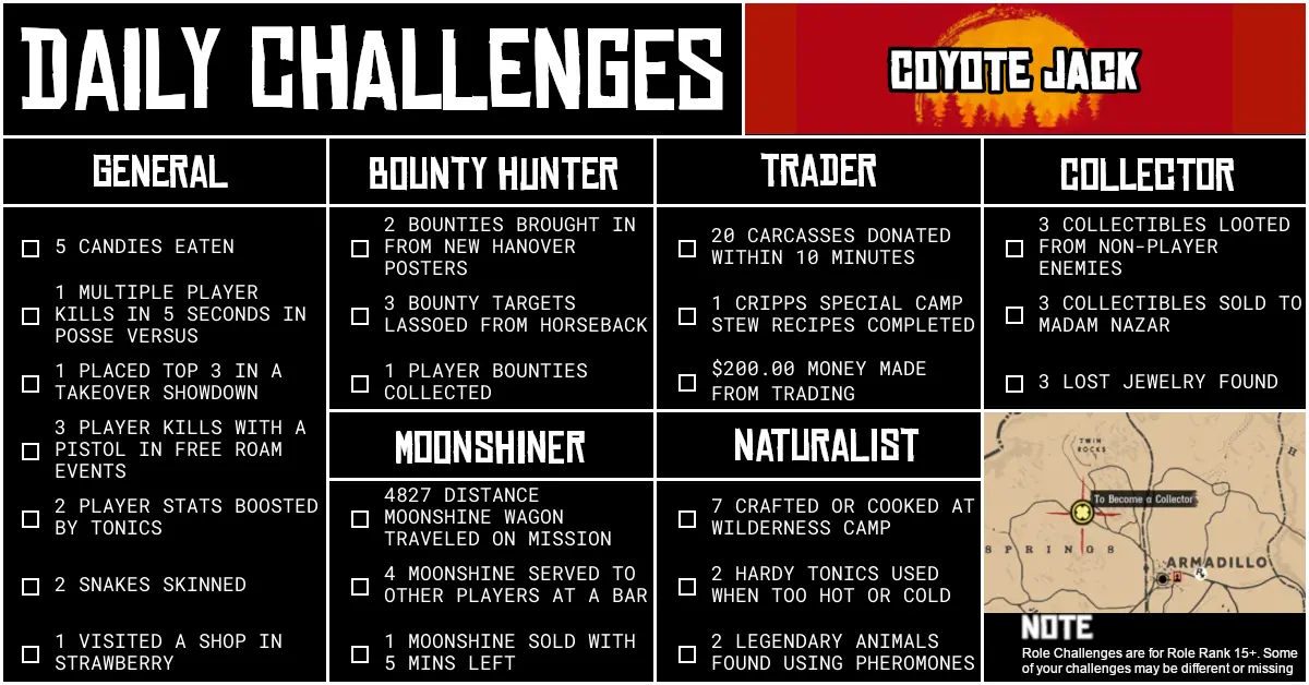 Red Dead Online Daily Challenges for Friday 24 April
