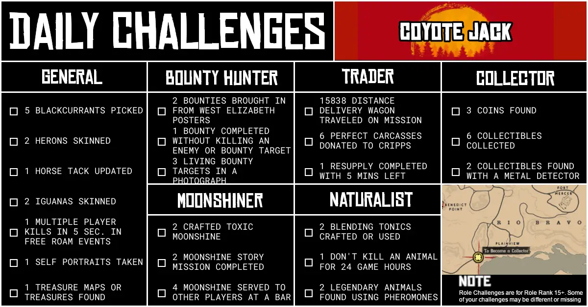 Red Dead Online Daily Challenges for Sunday 10 May