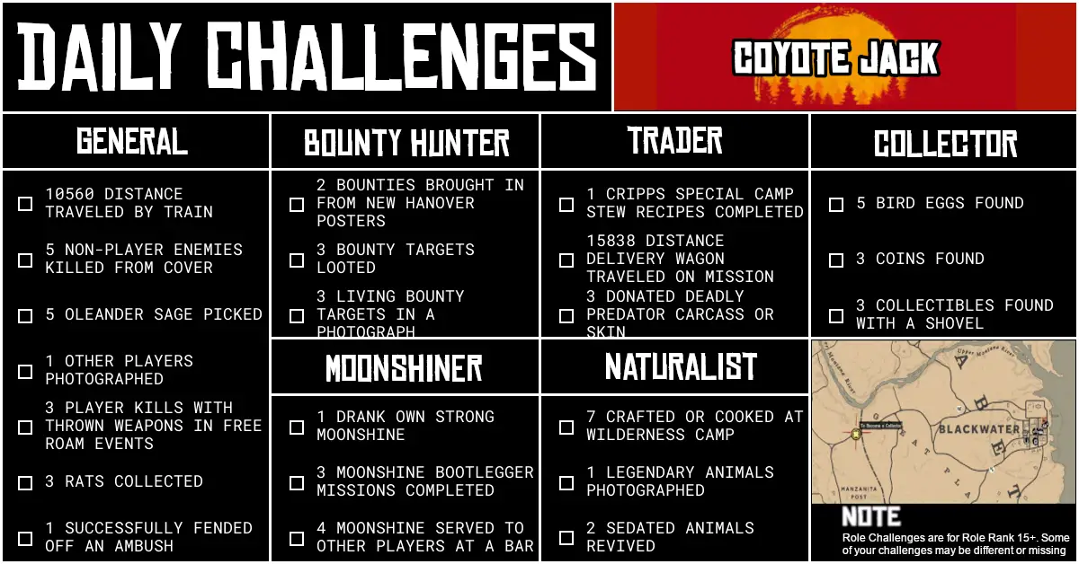 Red Dead Online Daily Challenges for Tuesday 12 May