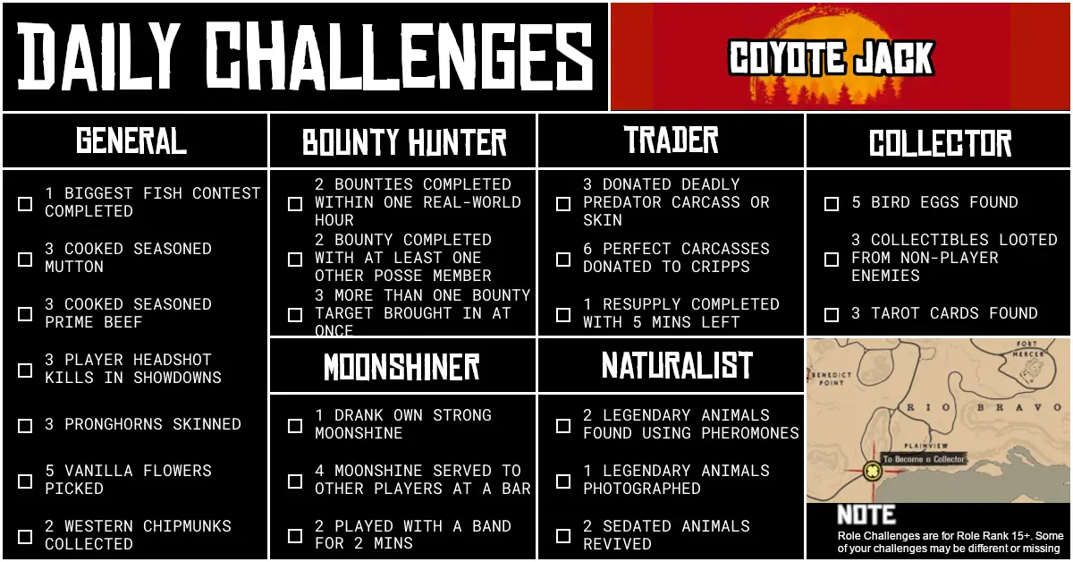 Red Dead Online Daily Challenges for Friday 22 May