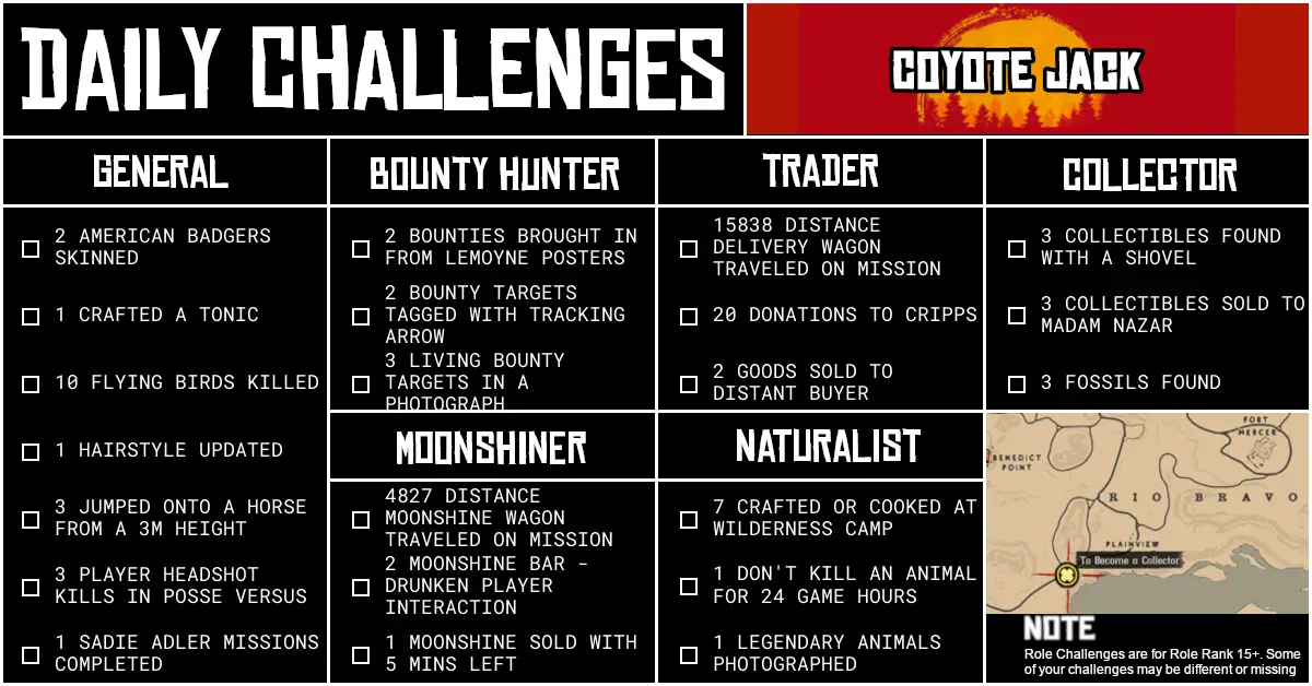 Red Dead Online Daily Challenges for Saturday 23 May