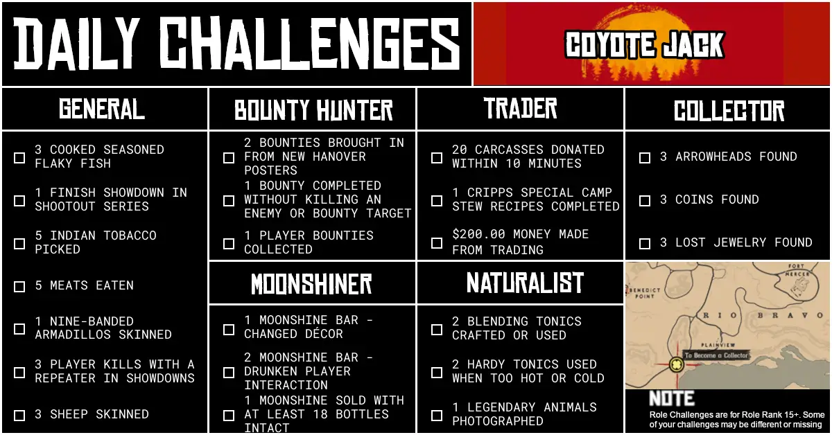 Red Dead Online Daily Challenges for Monday 25 May