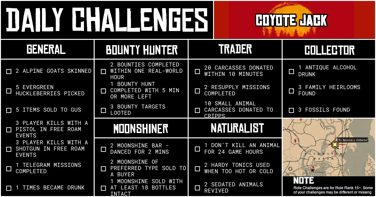 Red Dead Online Daily Challenges for Tuesday 26 May