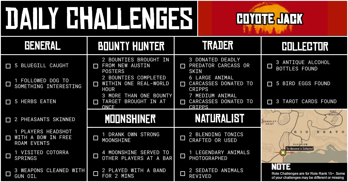 Red Dead Online Daily Challenges for Sunday 31 May