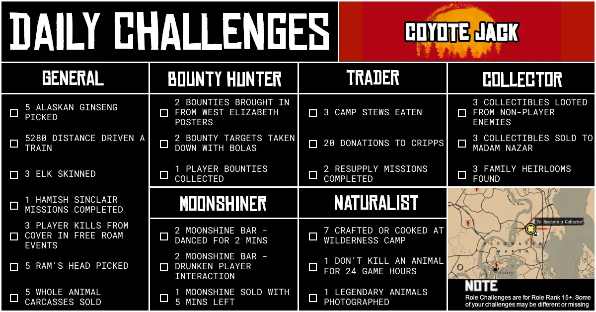 Red Dead Online Daily Challenges for Friday 5 June