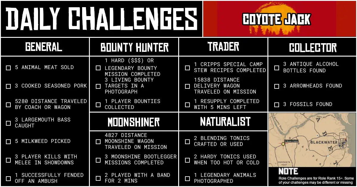 Red Dead Online Daily Challenges for Friday 12 June