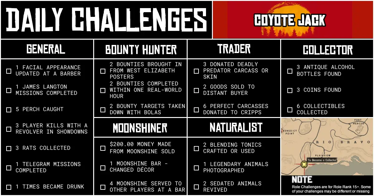 Red Dead Online Daily Challenges for Thursday 18 June