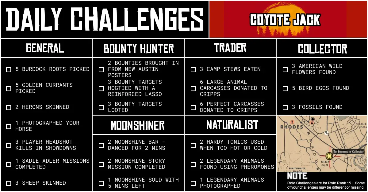 Red Dead Online Daily Challenges for Friday 26 June