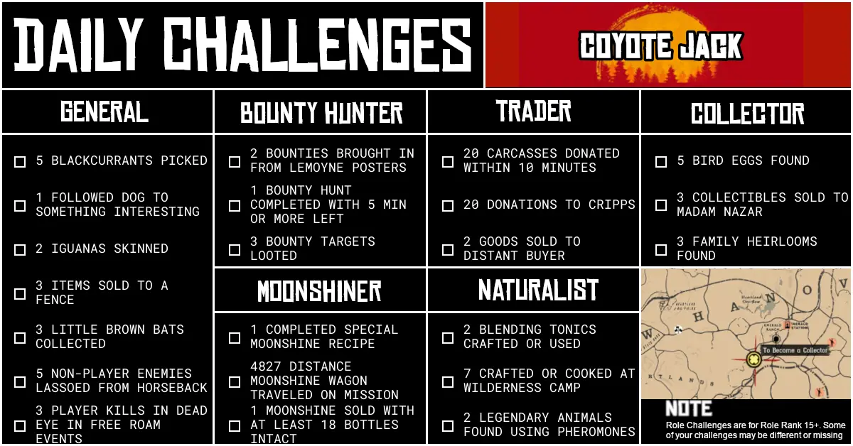 Red Dead Online Daily Challenges for Thursday 23rd July