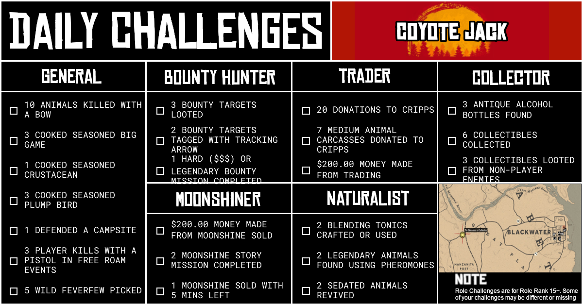 Red Dead Online Daily Challenges for Wednesday 12 August