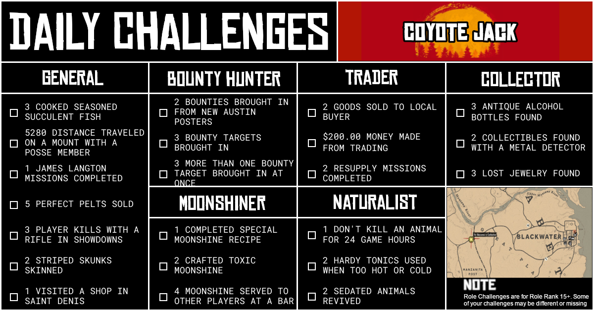Red Dead Online Daily Challenges for Thursday 13 August