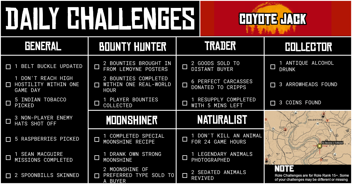 Red Dead Online Daily Challenges for Friday 14 August