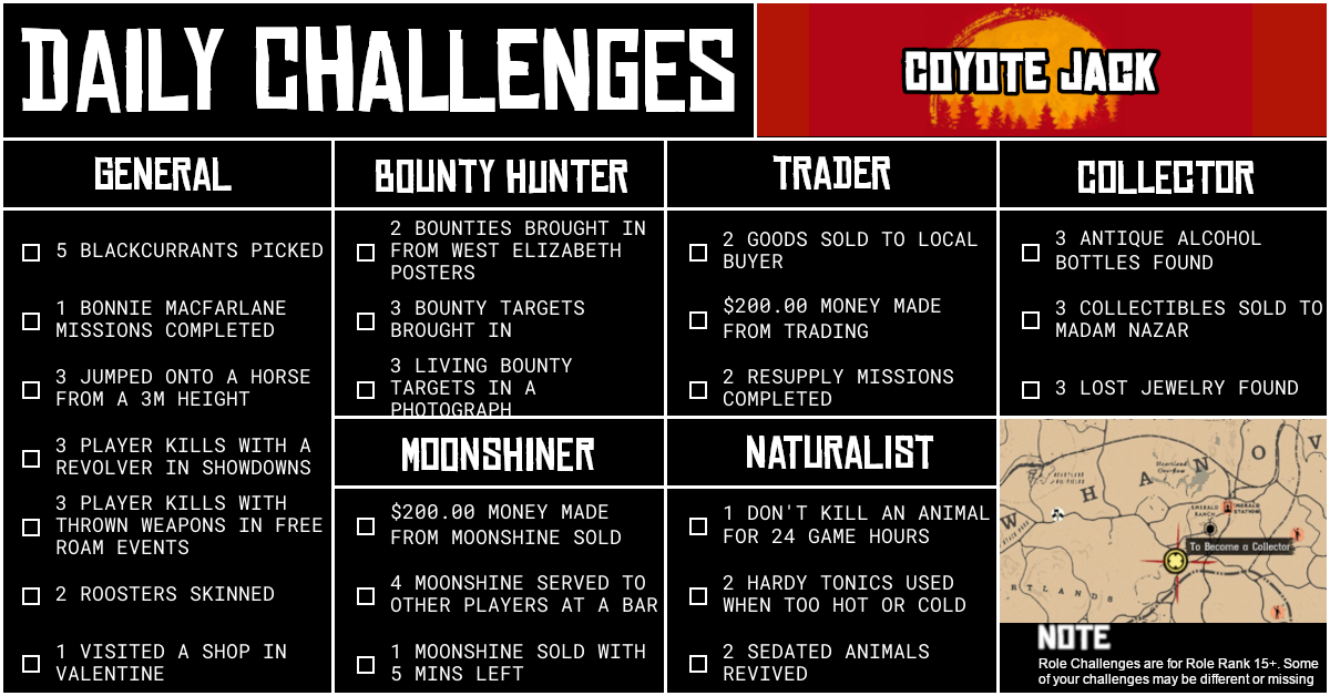 Red Dead Online Daily Challenges for Saturday 22 August