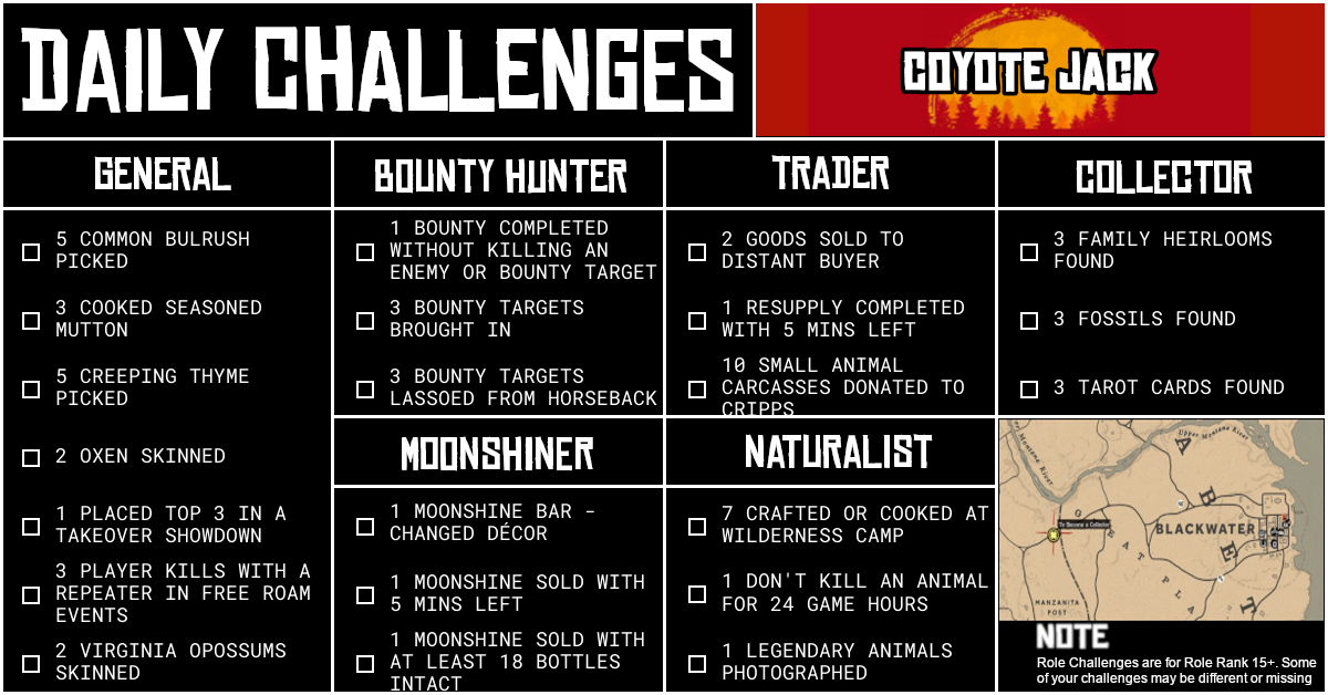 Red Dead Online Daily Challenges for Friday 28 August