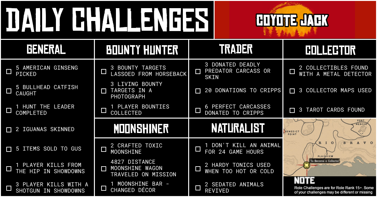 Red Dead Online Daily Challenges for Thursday 24 September