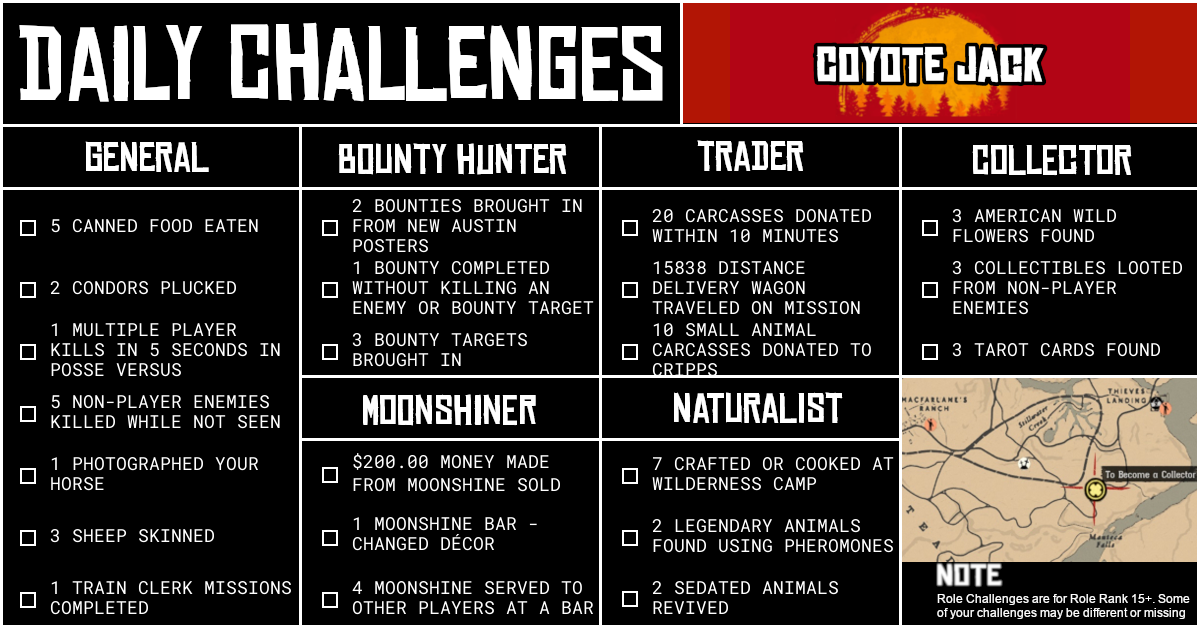 Red Dead Online Daily Challenges for Sunday 27 September