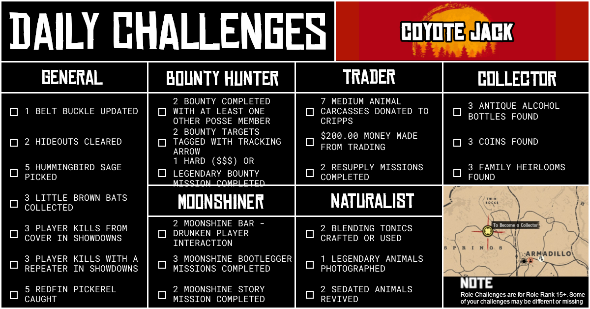 Red Dead Online Daily Challenges for Wednesday 30 September