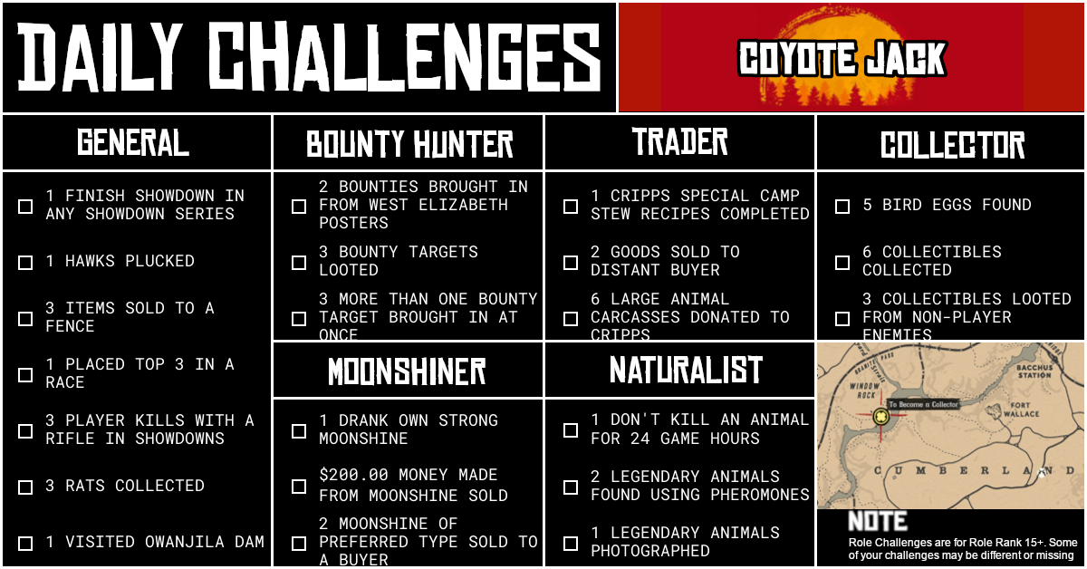 Red Dead Online Daily Challenges for Friday 02 October