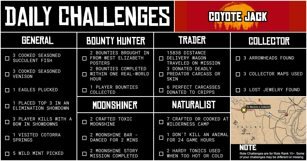 Red Dead Online Daily Challenges for Saturday 03 October