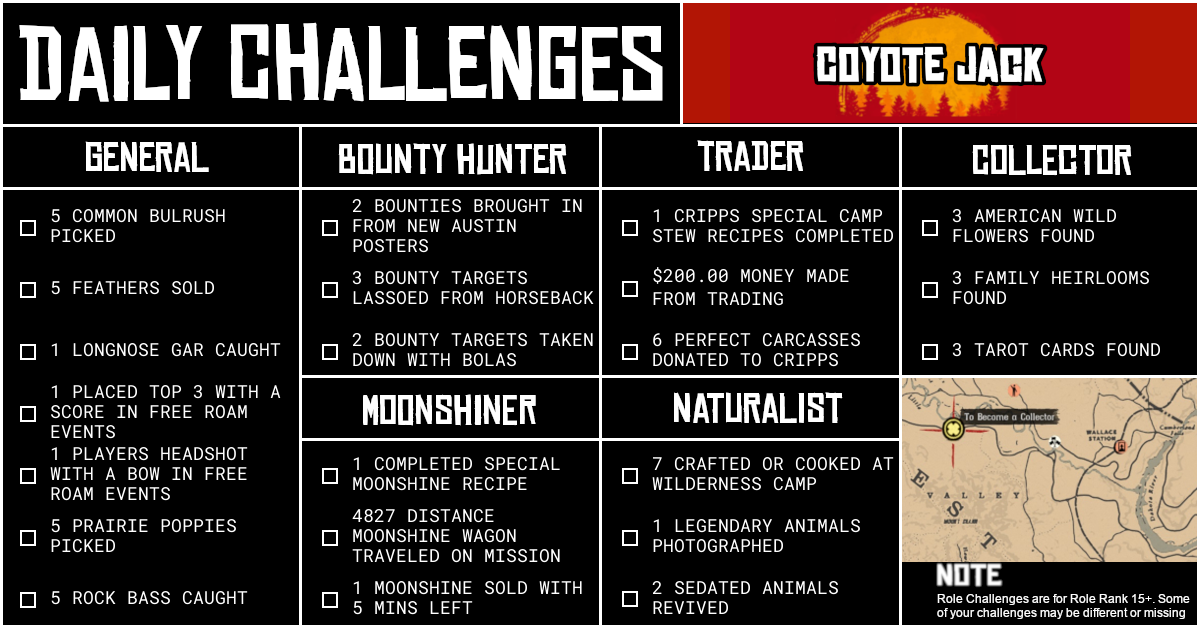 Red Dead Online Daily Challenges for Monday 05 October