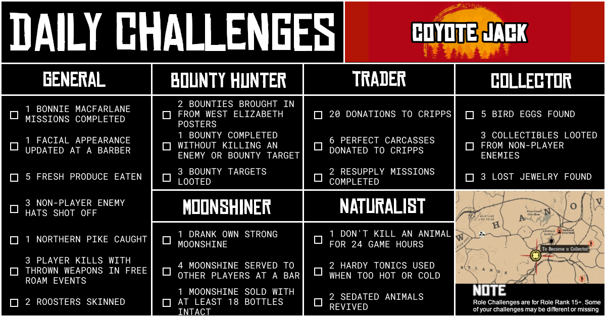 Red Dead Online Daily Challenges for Tuesday 13 October