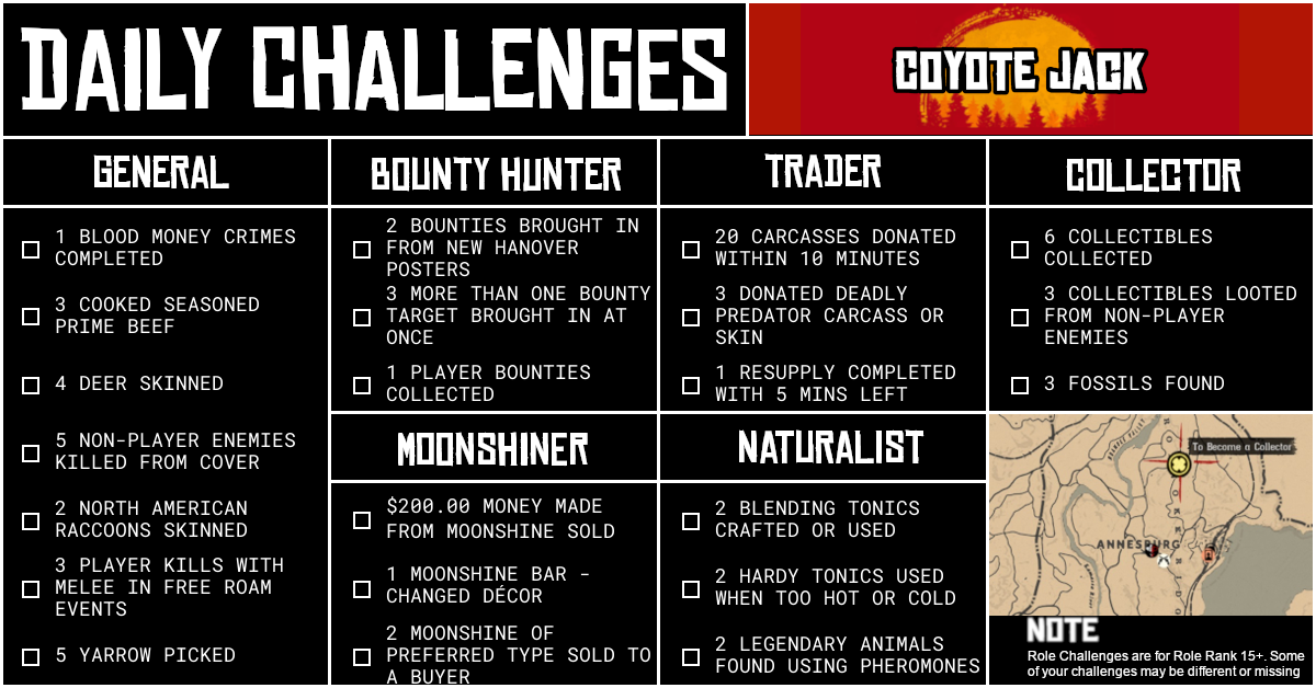 Red Dead Online Daily Challenges for Friday 16 October