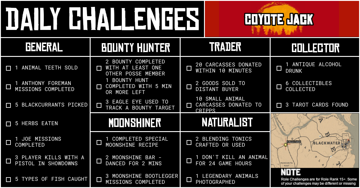 Red Dead Online Daily Challenges for Saturday 17 October