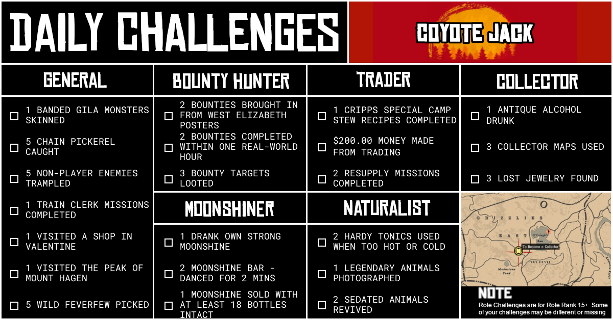 Red Dead Online Daily Challenges for Thursday 22 October
