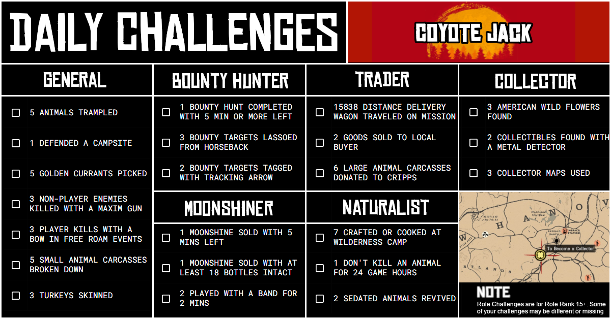 Red Dead Online Daily Challenges for Thursday 30 October